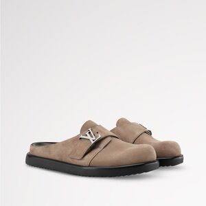 Louis Vuitton Beige Suede Slip-On Shoes